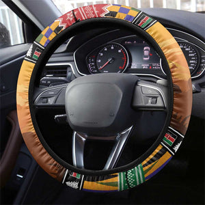 Afro Christmas in Kenya Safari Steering Wheel Cover Black Santa Riding Rhinoceros - African Pride