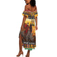 Afro Christmas in Kenya Safari Summer Maxi Dress Black Santa Riding Rhinoceros - African Pride