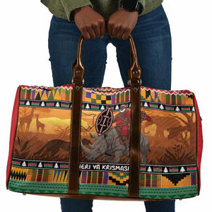 Kenya Safari Christmas Travel Bag Black Santa Riding Rhinoceros - Heri ya Krismasi