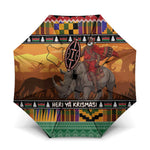 Kenya Safari Christmas Umbrella Black Santa Riding Rhinoceros - Heri ya Krismasi