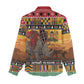 Afro Christmas in Kenya Safari Women Casual Shirt Black Santa Riding Rhinoceros - African Pride