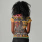 Afro Christmas in Kenya Safari Women V-Neck T-Shirt Black Santa Riding Rhinoceros - African Pride