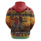 Afro Christmas in Kenya Safari Zip Hoodie Black Santa Riding Rhinoceros - African Pride