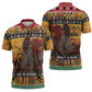 Kenya Safari Christmas Zipper Polo Shirt Black Santa Riding Rhinoceros - Heri ya Krismasi