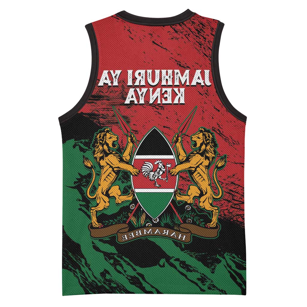 Jamhuri Ya Kenya Basketball Jersey African Lion - Coat Of Arms - African Pride