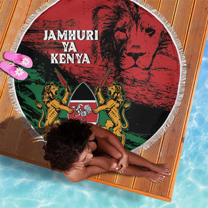 Jamhuri Ya Kenya Beach Blanket African Lion - Coat Of Arms