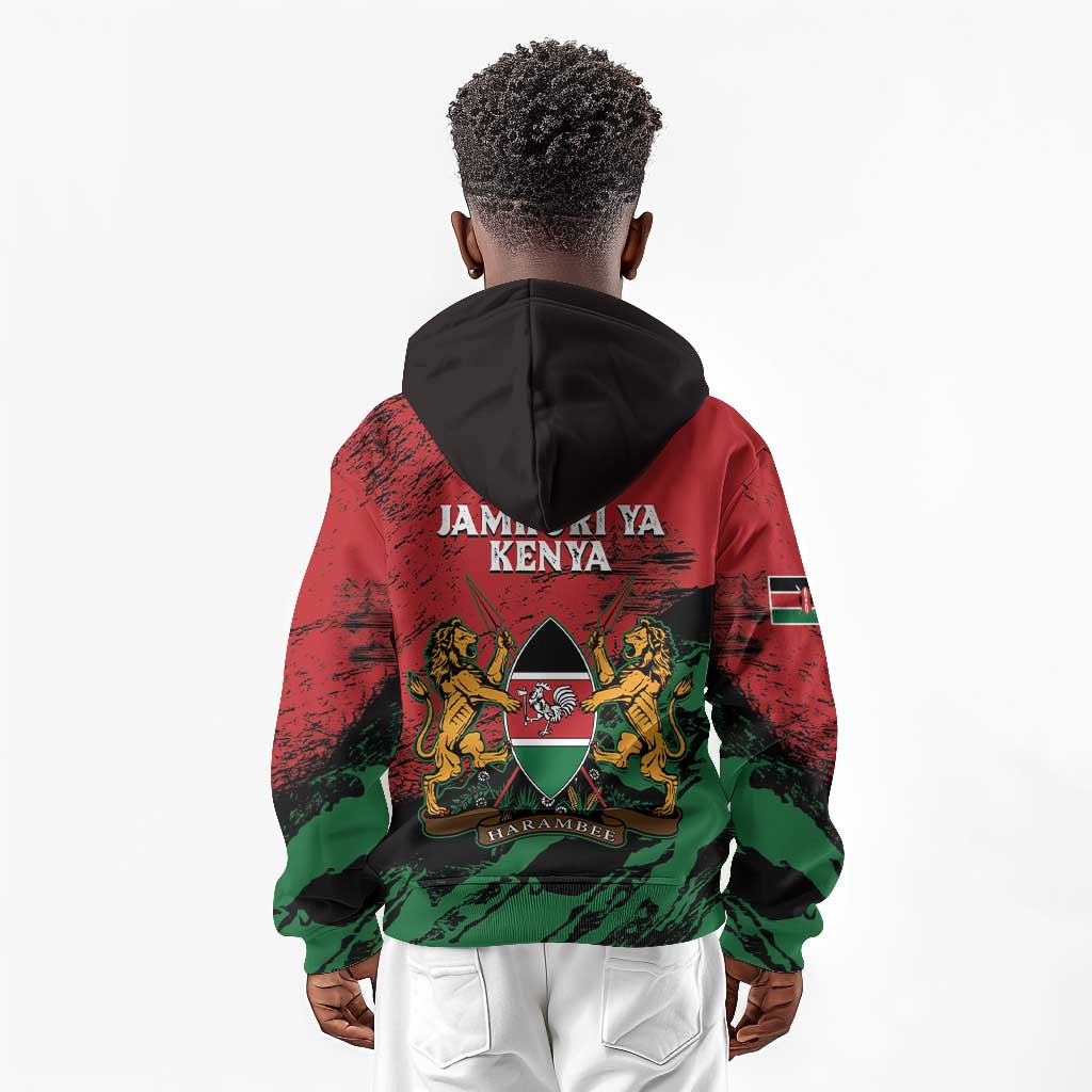 Jamhuri Ya Kenya Kid Hoodie African Lion - Coat Of Arms
