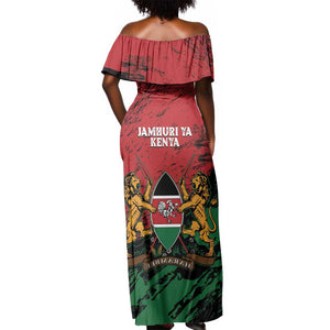 Jamhuri Ya Kenya Off Shoulder Maxi Dress African Lion - Coat Of Arms