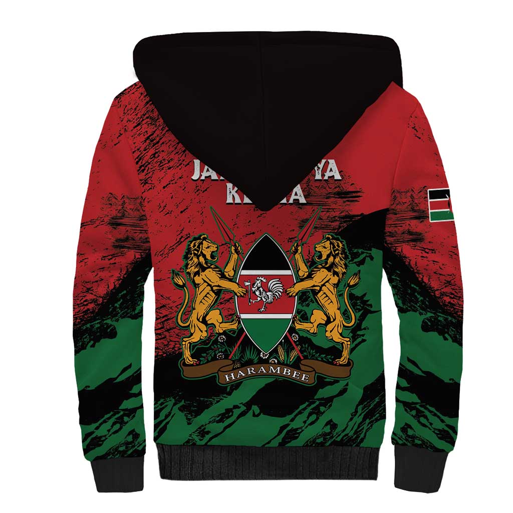 Jamhuri Ya Kenya Sherpa Hoodie African Lion - Coat Of Arms