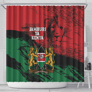 Jamhuri Ya Kenya Shower Curtain African Lion - Coat Of Arms