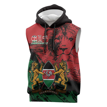 Jamhuri Ya Kenya Sleeveless Hoodie African Lion - Coat Of Arms - African Pride