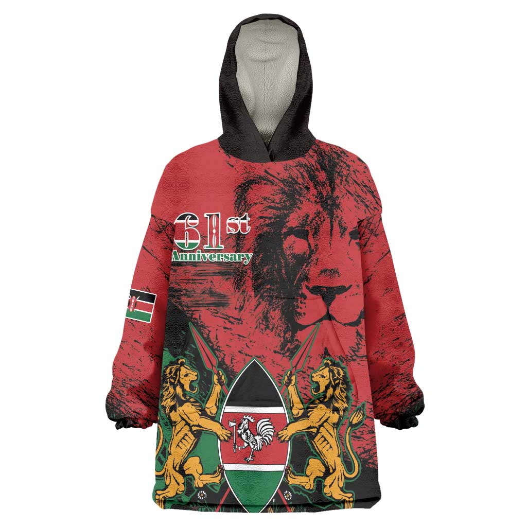 Jamhuri Ya Kenya Wearable Blanket Hoodie African Lion - Coat Of Arms