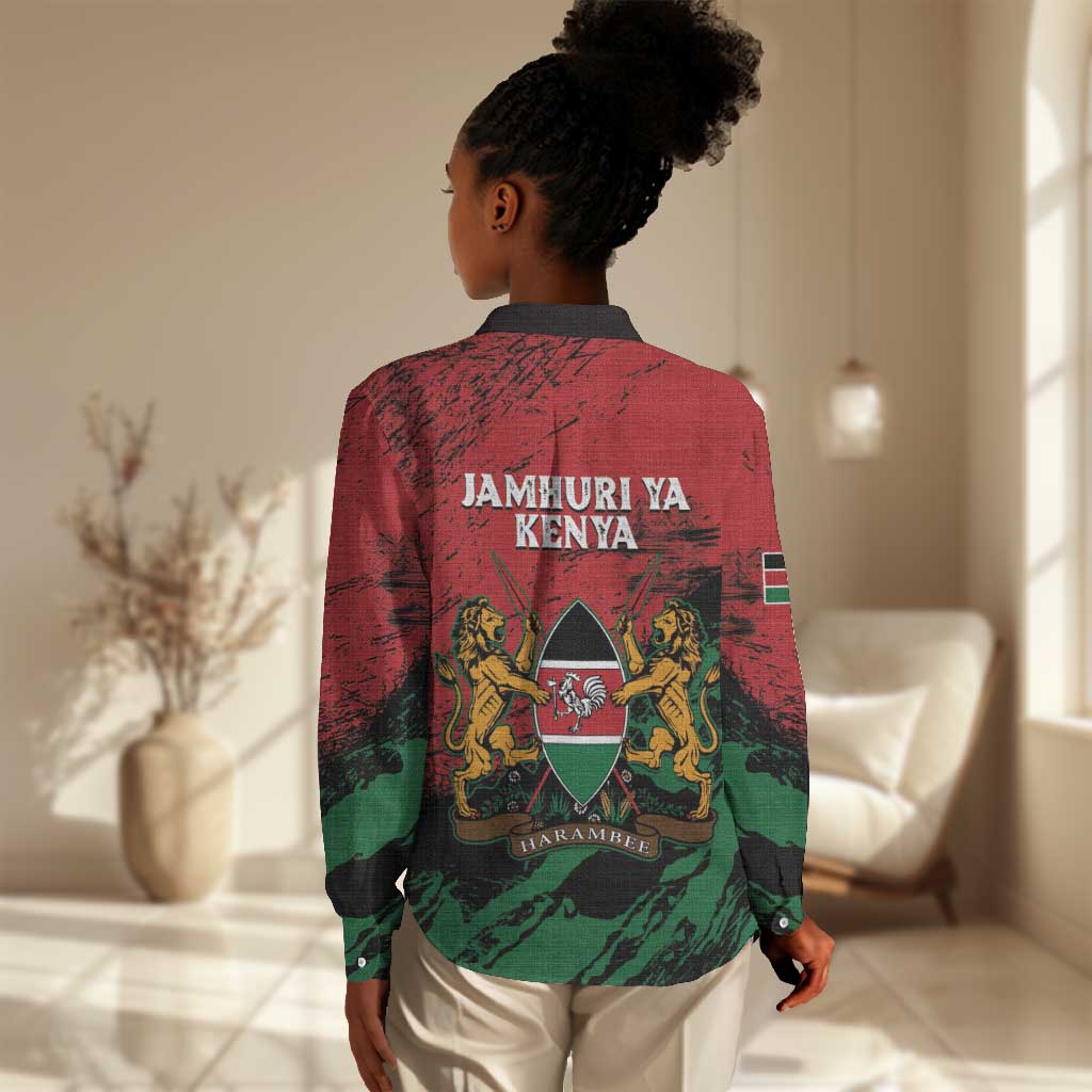 Jamhuri Ya Kenya Women Casual Shirt African Lion - Coat Of Arms LT15