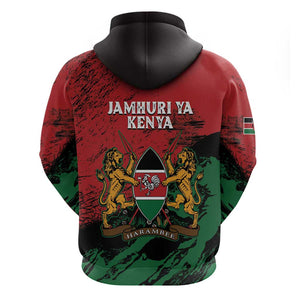 Jamhuri Ya Kenya Zip Hoodie African Lion - Coat Of Arms