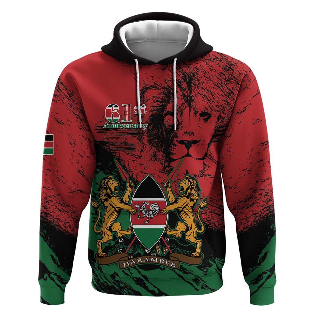 Jamhuri Ya Kenya Zip Hoodie African Lion - Coat Of Arms