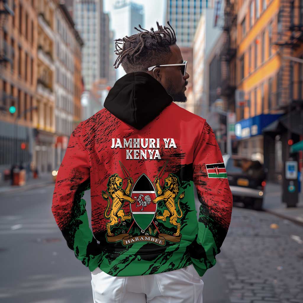 Jamhuri Ya Kenya Zip Hoodie African Lion - Coat Of Arms