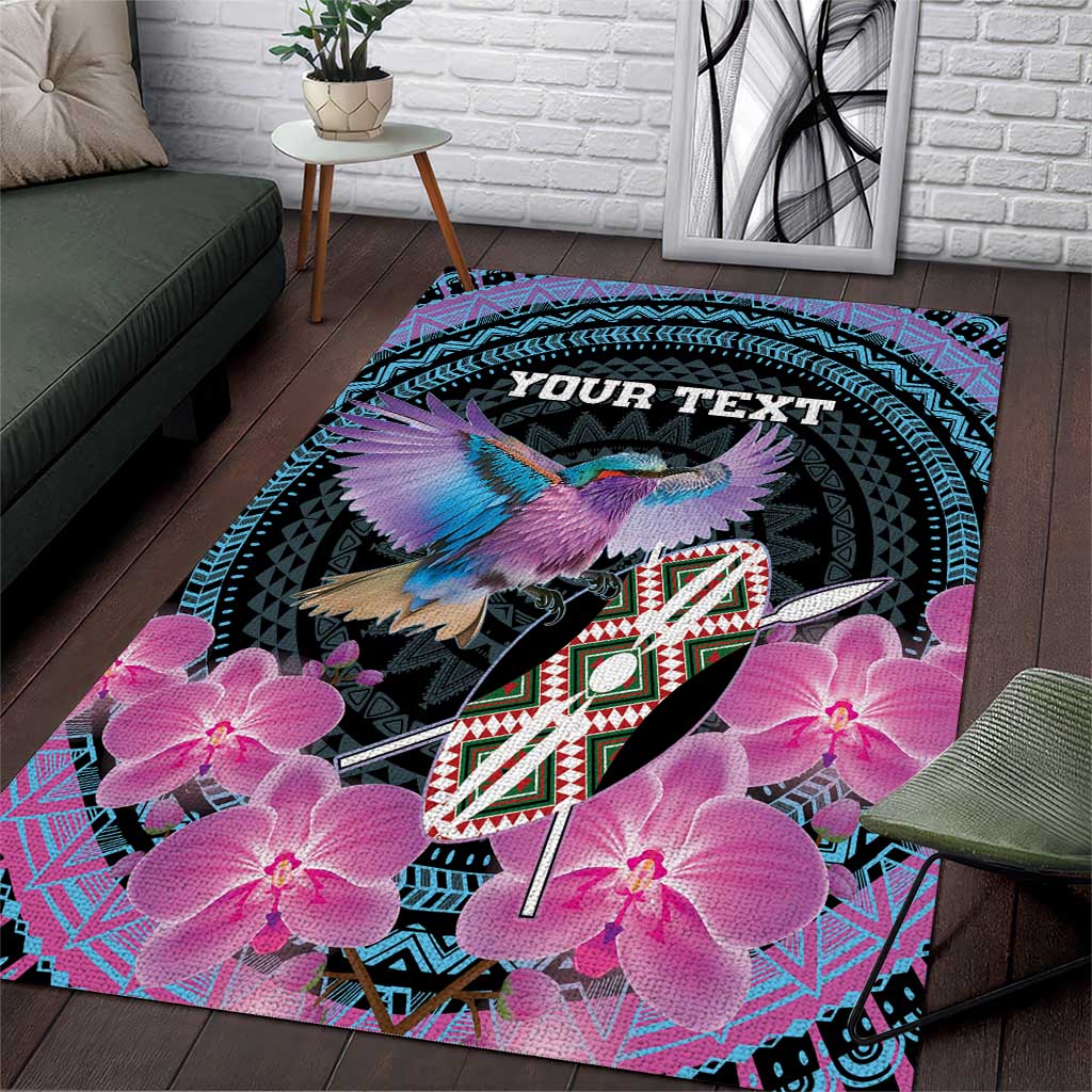 Personalised Kenya Lilac Breasted Roller Area Rug Orchid Flower ...