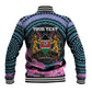 Personalised Kenya Lilac Breasted Roller Baseball Jacket Orchid Flower - African Pattern