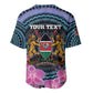 Personalised Kenya Lilac Breasted Roller Baseball Jersey Orchid Flower - African Pattern