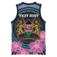 Personalised Kenya Lilac Breasted Roller Basketball Jersey Orchid Flower - African Pattern - African Pride
