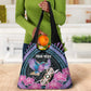 Personalised Kenya Lilac Breasted Roller Grocery Bag Orchid Flower - African Pattern