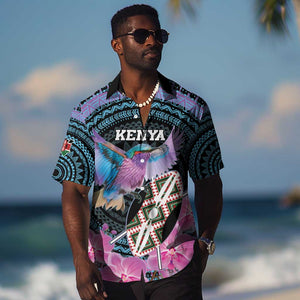 Personalised Kenya Lilac Breasted Roller Hawaiian Shirt Orchid Flower - African Pattern