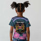 Personalised Kenya Lilac Breasted Roller Kid T shirt Orchid Flower - African Pattern