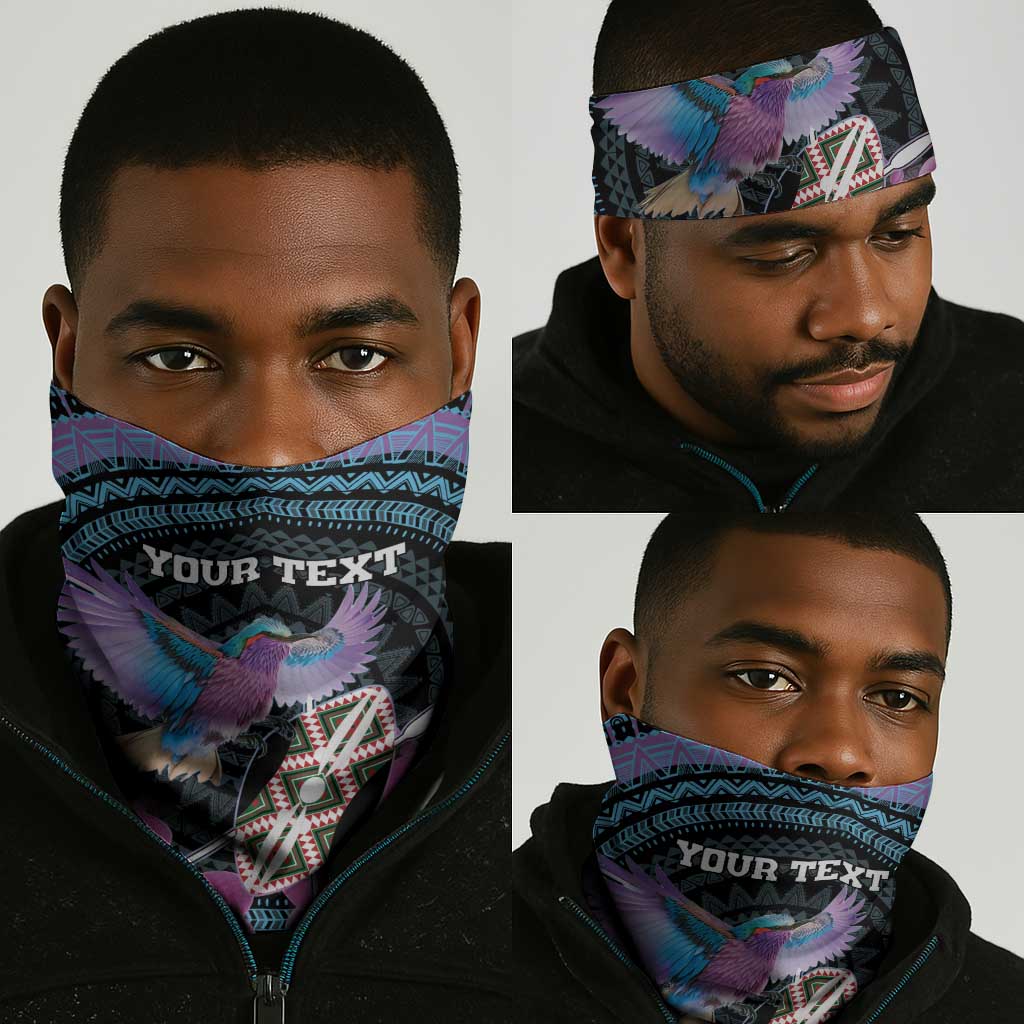 Personalised Kenya Lilac Breasted Roller Neck Gaiter Orchid Flower - African Pattern LT15