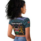 Personalised Kenya Lilac Breasted Roller Raglan Cropped T shirt Orchid Flower - African Pattern