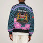 Personalised Kenya Lilac Breasted Roller Sleeve Zip Bomber Jacket Orchid Flower - African Pattern