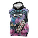 Personalised Kenya Lilac Breasted Roller Sleeveless Hoodie Orchid Flower - African Pattern - African Pride