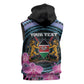 Personalised Kenya Lilac Breasted Roller Sleeveless Hoodie Orchid Flower - African Pattern - African Pride