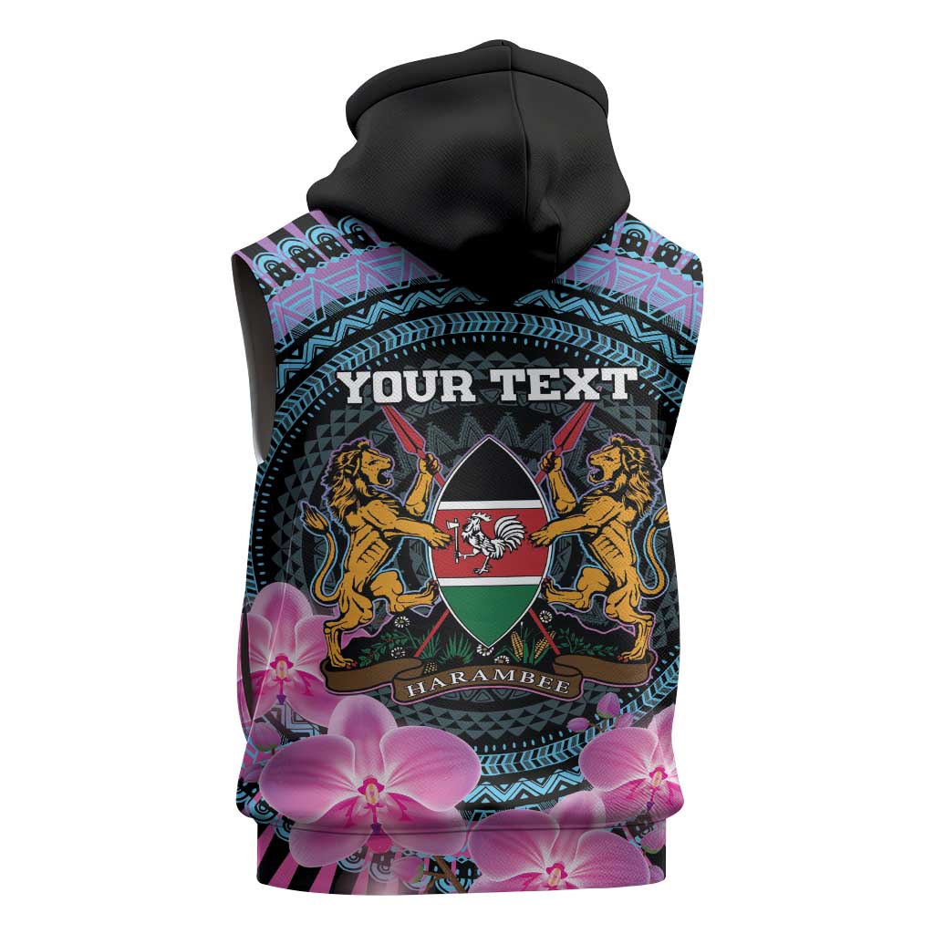 Personalised Kenya Lilac Breasted Roller Sleeveless Hoodie Orchid Flower - African Pattern - African Pride