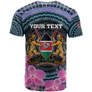 Personalised Kenya Lilac Breasted Roller T shirt Orchid Flower - African Pattern