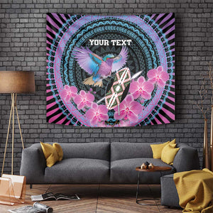 Personalised Kenya Lilac Breasted Roller Tapestry Orchid Flower - African Pattern