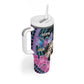 Personalised Kenya Lilac Breasted Roller Tumbler With Handle Orchid Flower - African Pattern