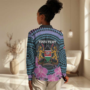 Personalised Kenya Lilac Breasted Roller Women Casual Shirt Orchid Flower - African Pattern LT15
