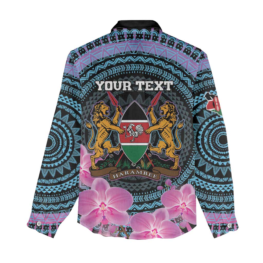 Personalised Kenya Lilac Breasted Roller Women Casual Shirt Orchid Flower - African Pattern LT15