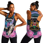 Personalised Kenya Lilac Breasted Roller Women Racerback Tank Orchid Flower - African Pattern