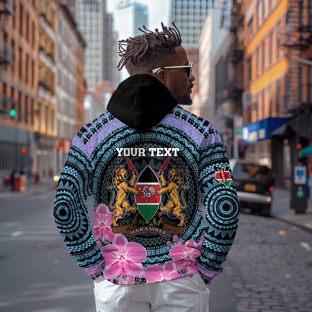 Personalised Kenya Lilac Breasted Roller Zip Hoodie Orchid Flower - African Pattern