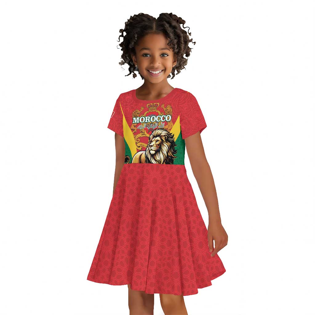 Personalised Morocco Kid Short Sleeve Dress Barbary Lion - Proclamation Day