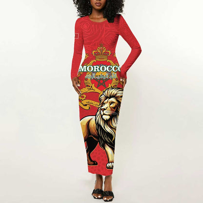 Personalised Morocco Long Sleeve Bodycon Dress Barbary Lion - Proclamation Day LT15