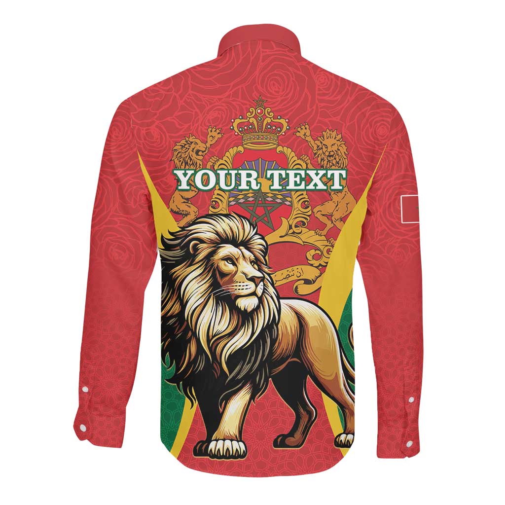 Personalised Morocco Long Sleeve Button Shirt Barbary Lion - Proclamation Day