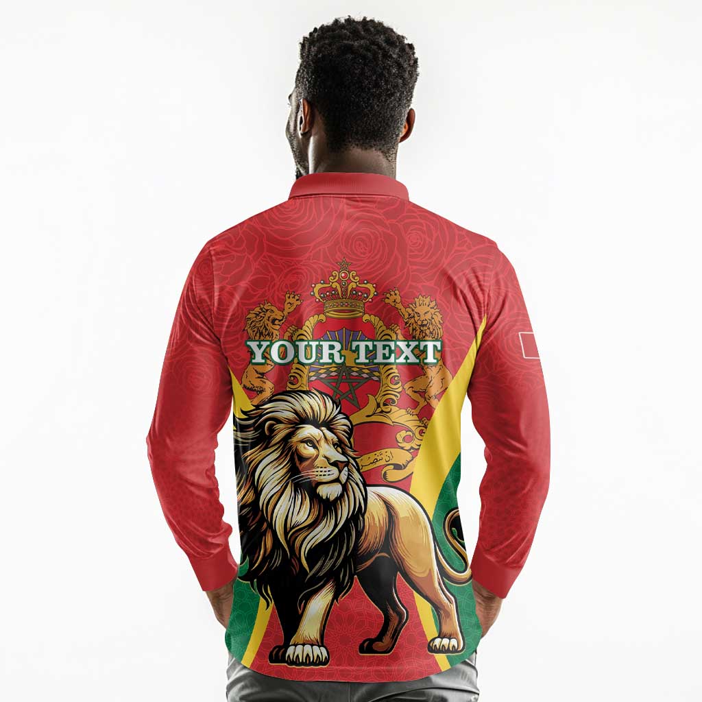 Personalised Morocco Long Sleeve Polo Shirt Barbary Lion - Proclamation Day