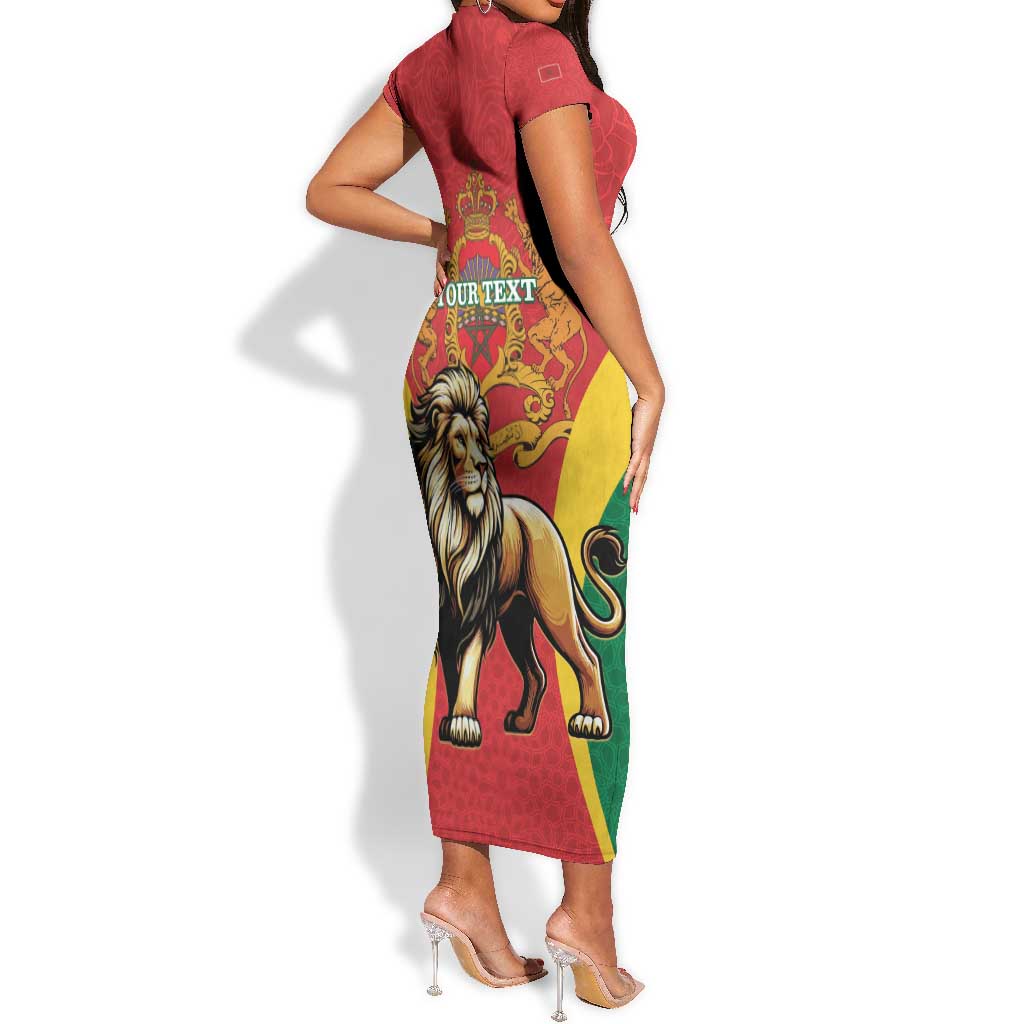 Personalised Morocco Short Sleeve Bodycon Dress Barbary Lion - Proclamation Day LT15
