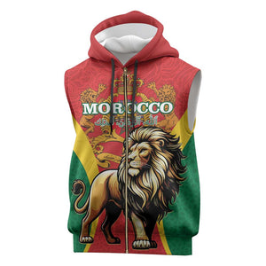 Personalised Morocco Sleeveless Zip Hoodie Barbary Lion - Proclamation Day - African Pride