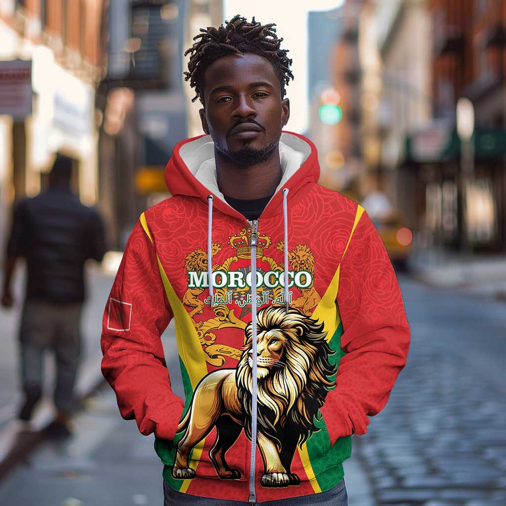 Personalised Morocco Zip Hoodie Barbary Lion - Proclamation Day