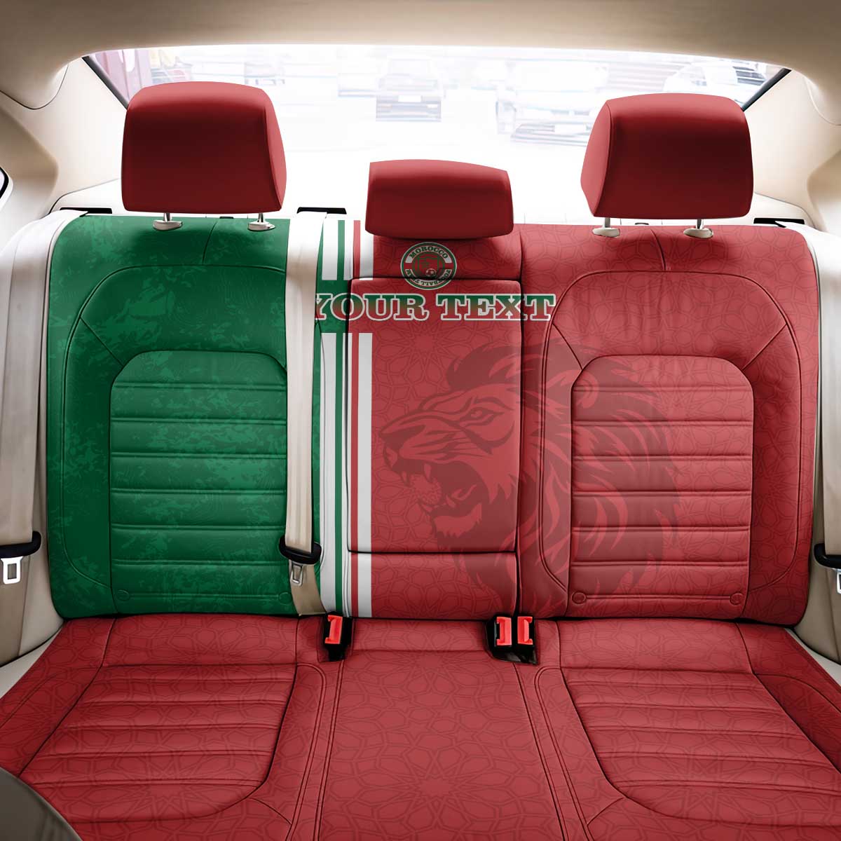 Custom Afro Morocco Football Back Car Seat Cover With Islamic Pattern