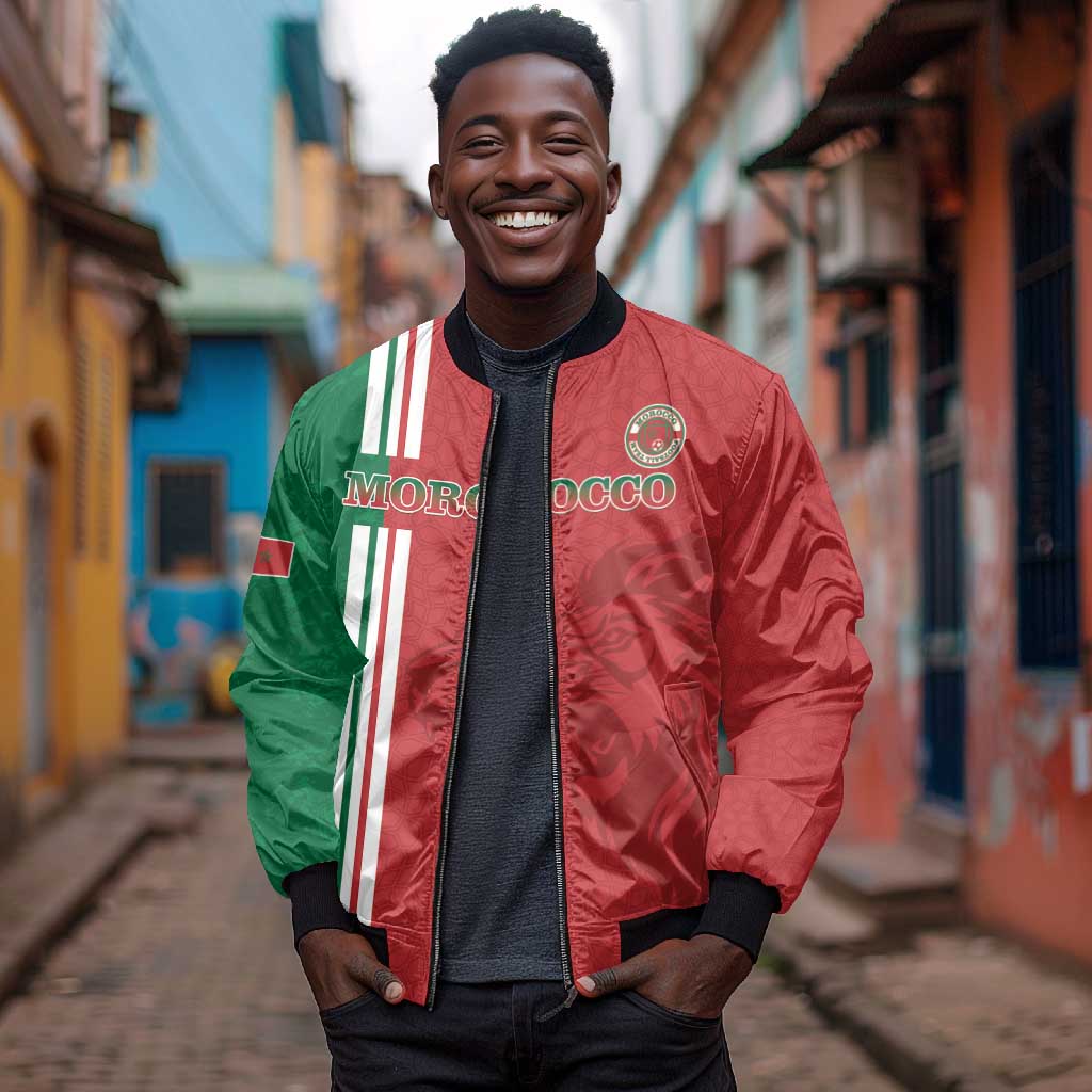 Custom Afro Morocco Football Bomber Jacket With Islamic Pattern