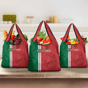 Custom Afro Morocco Football Grocery Bag With Islamic Pattern
